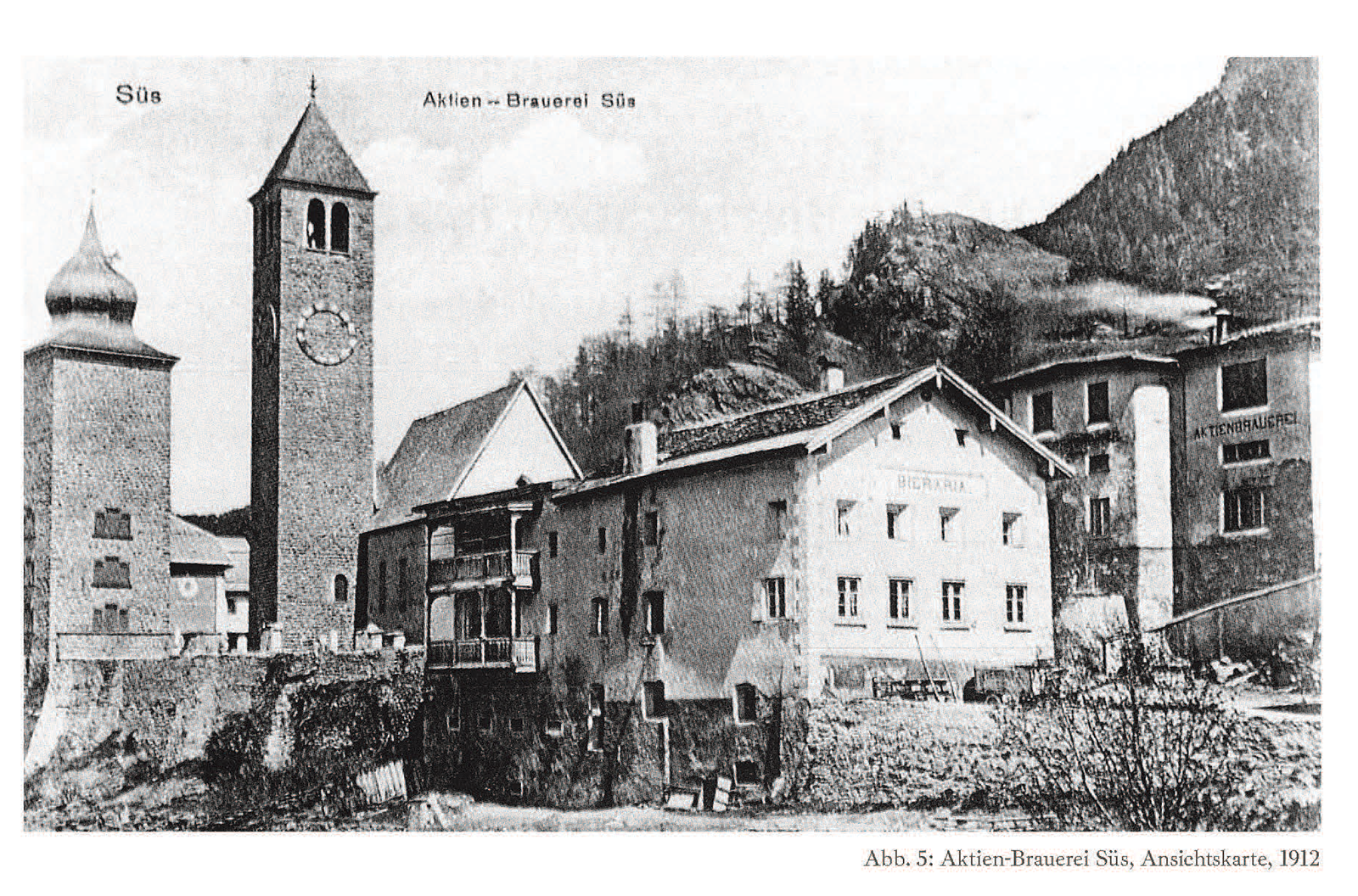 Brauerei Süs: Ansichtkarte, 1912. Mit freundlicher Genehmigung von Gammeter Media SA, 2021, San Muerzzan/ Scuol